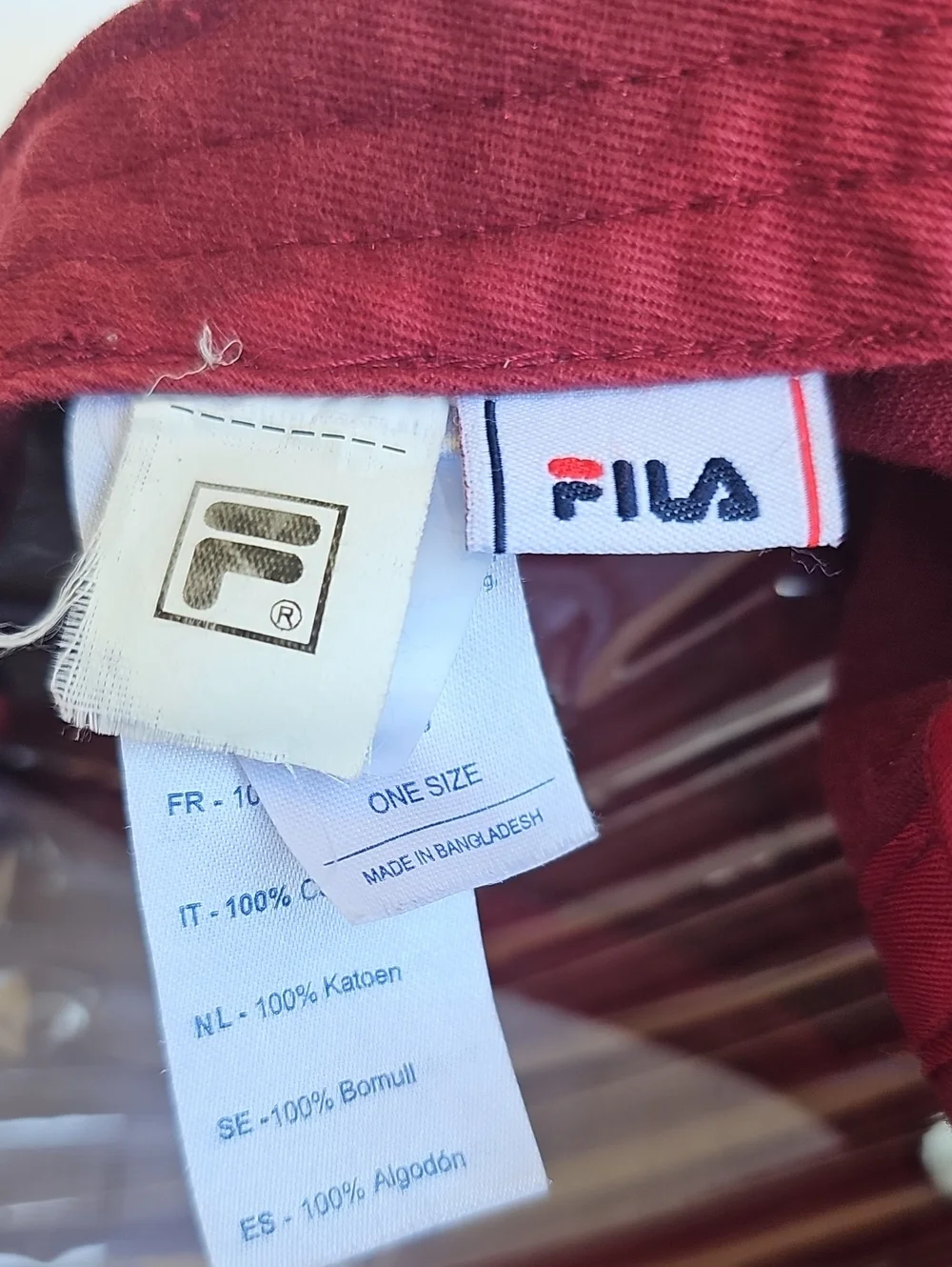 FILA Burgundy Red Logo Baseball Cap Hat One Size Adjustable